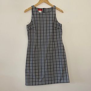 Vintage Espirit Dress Plaid Checkerboard Black White Sleeveless Medium 90s Y2K